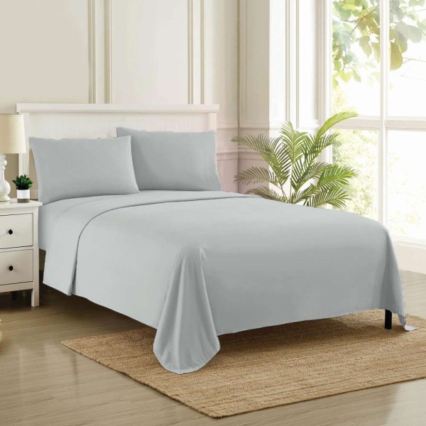 Σεντόνι Μεμονωμένο Υπέρδιπλο Με Λάστιχο Solid Light Grey 1Τμχ 160X200+35 Espree
