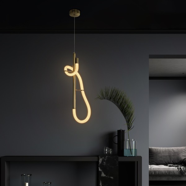kelvo® GLOW 61680 Μοντέρνο Κρεμαστό Φωτιστικό Οροφής LED 24W 2400lm 360° AC 220-240V IP20 Ρυθμιζόμενο Λευκό CCT με On/Off 2700K/4500K/6000K - Lumileds SMD Chip - Χρυσό Πλατίνα & Λευκό Νήμα - Μ30 x Π30 x Υ66cm - 3 Χρόνια Εγγύηση
