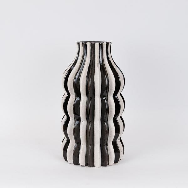 ΒΑΖΟ ΚΕΡΑΜΙΚO ΜΑΥΡΟ - ΛΕΥΚΟ 21x21x38cm