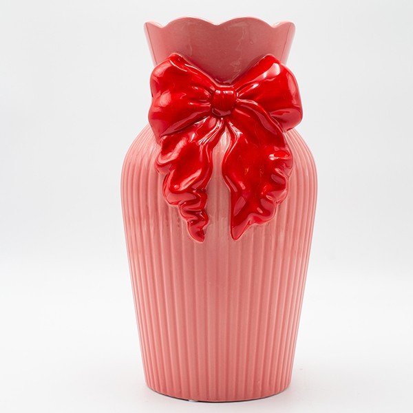 ΒΑΖΟ ΜΕ ΦΙΟΓΚΟ ΚΕΡΑΜΙΚΟ  ΡΟΖ-ΚΟΚΚΙΝΟ 14.5x14x17.2cm