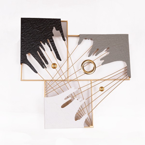 ΔΙΑΚΟΣΜΗΤΙΚΟ ΤΟΙΧΟΥ ΜΕΤΑΛΛΙΚΟ ΓΚΡΙ - ΛΕΥΚΟ - ΜΑΥΡΟ - ΧΡΥΣΟ 69x7x69cm