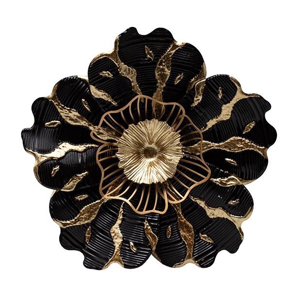 ΔΙΑΚΟΣΜΗΤΙΚΟ ΤΟΙΧΟΥ ΛΟΥΛΟΥΔΙ ΜΕΤΑΛΛΙΚΟ ΜΑΥΡΟ - ΧΡΥΣΟ 38x7x38cm