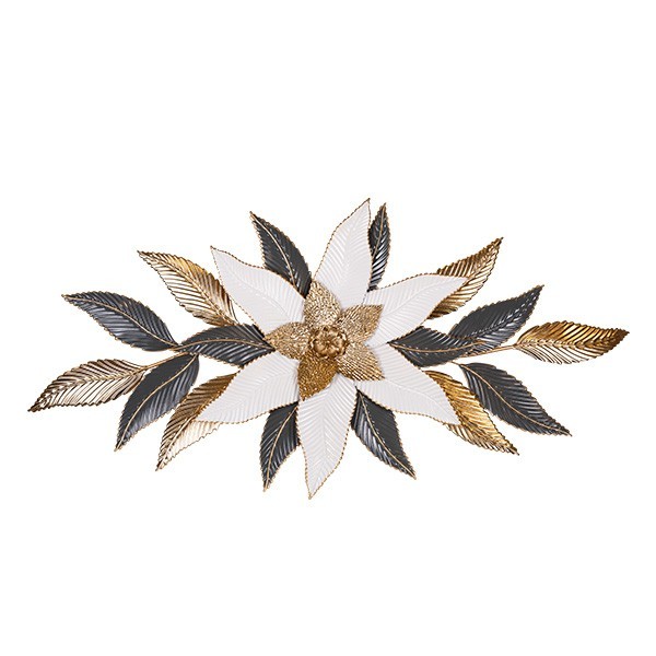 ΔΙΑΚΟΣΜΗΤΙΚΟ ΤΟΙΧΟΥ ΛΟΥΛΟΥΔΙ ΜΕΤΑΛΛΙΚΟ ΛΕΥΚΟ - ΓΚΡΙ - ΧΡΥΣΟ 133x6x66.5cm