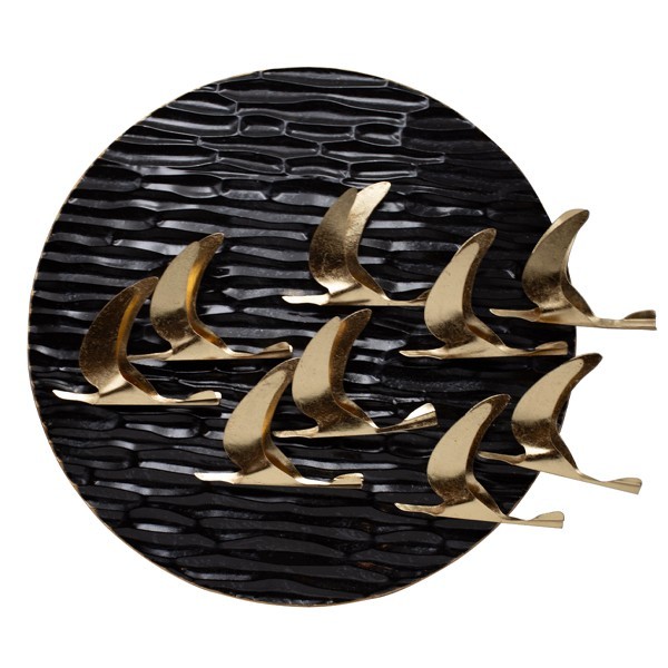 ΔΙΑΚΟΣΜΗΤΙΚΟ ΤΟΙΧΟΥ ΠΟΥΛΙΑ ΜΕΤΑΛΛΙΚΟ ΧΡΥΣΟ - ΜΑΥΡΟ 69x11x59cm