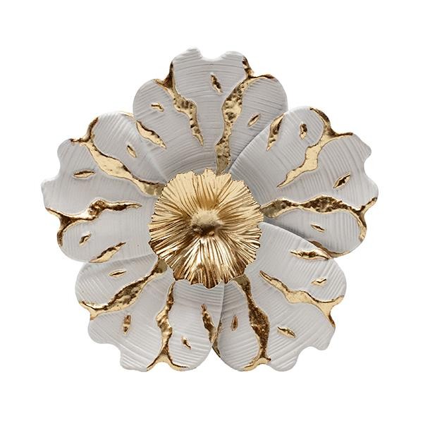 ΔΙΑΚΟΣΜΗΤΙΚΟ ΤΟΙΧΟΥ ΛΟΥΛΟΥΔΙ ΜΕΤΑΛΛΙΚΟ ΛΕΥΚΟ - ΧΡΥΣΟ 28x5x29cm
