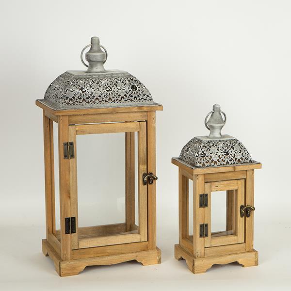 S/2 ΦΑΝΑΡΙΑ ΜΕΤΑΛΛΙΚA - ΞΥΛΙΝΑ ΓΚΡΙ 22x22x54.5cm/14.5x14.5x37.5cm