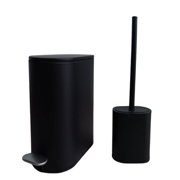 Σετ Κάδος Απορριμμάτων Οβάλ 5L Soft Close Μεταλλικός Μαύρος και Πιγκάλ MRShome