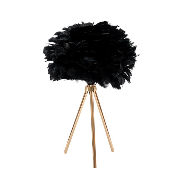 ΛΑΜΠΑ ΜΕ ΧΡΥΣΟ ΤΡΙΠΟΔΑ ΚΑΙ ΚΑΠΕΛΟΥ ΜΑΥΡΟ ΠΟΥΠΟΥΛΟ ΜΕΓΕΘΟΣ  30Χ18ΕΚ ΚΑΙ ΣΥΝΟΛΙΚΟ ΥΨΟΣ 46ΕΚ