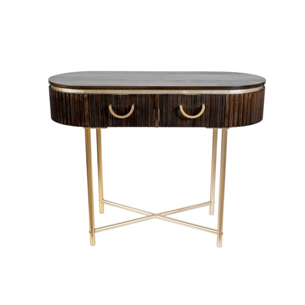 ΚΟΝΣΟΛΑ ΚΑΦΕ ΣΚΟΥΡΟ ΧΡΩΜΑ ΜΕ ΧΥΣΕ ΜΕΤΑΛΛΟ ΚΑΙ  ΧΡΥΣΑ ΜΕΤΑΛΛΙΚΑ ΠΟΔΙΑ 100Χ40Χ80Κ