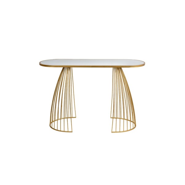 ΚΟΝΣΟΛΑ ΜΕΤΑΛΛΙΚΗ ΧΡΥΣΗ ΜΕ ΤΖΑΜΙ ΚΑΘΡΕΠΤΗ 120Χ40Χ80ΧΕΚ