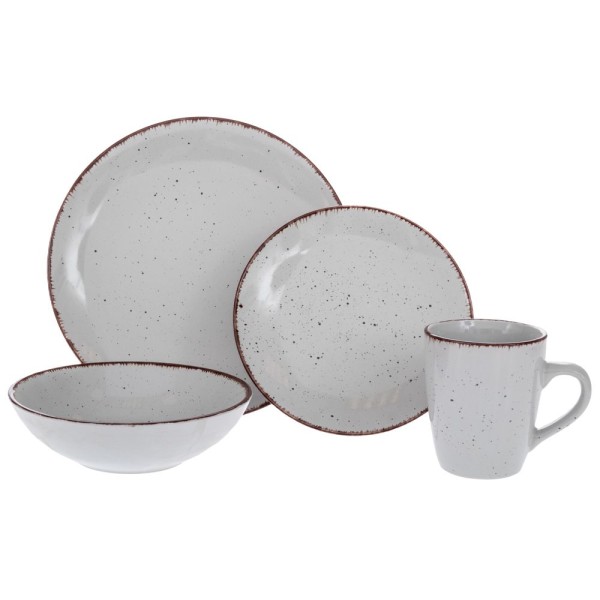 Σετ 16τμχ Σερβίτσιο Φαγητού Με Κούπες Κεραμικό Γκρι-Καφέ iliadis 91901