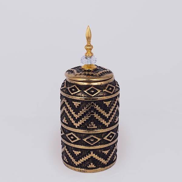 ΒΑΖΟ ΜΕ ΚΑΠΑΚΙ ΚΕΡΑΜΙΚΟ ΜΑΥΡΟ - ΧΡΥΣΟ 15x15x35.5cm (Συσκευασία 2 τεμαχίων)