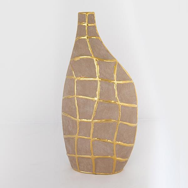 ΒΑΖΟ ΚΕΡΑΜΙΚΟ ΚΑΦΕ - ΧΡΥΣΟ 21.5x11.5x45cm (Συσκευασία 2 τεμαχίων)