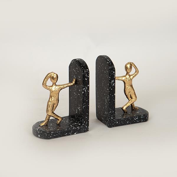 S/2 ΒΙΒΛΙΟΣΤΑΤΗΣ ΠΟΛΥΡΕΣΙΝ ΜΑΥΡΟΣ - ΧΡΥΣΟΣ 21.7x6.5x14.7cm (Συσκευασία 2 τεμαχίων)