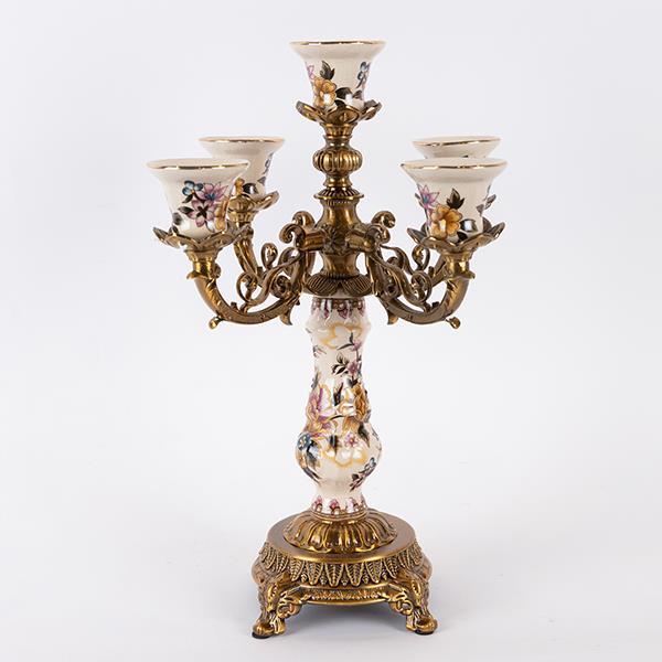 ΚΗΡΟΠΗΓΙΟ ΠΟΡΣΕΛΑΝΗ ΛΕΥΚΟ ΜΕ ΧΡΥΣΑ ΛΟΥΛΟΥΔΙΑ 29x29x38cm