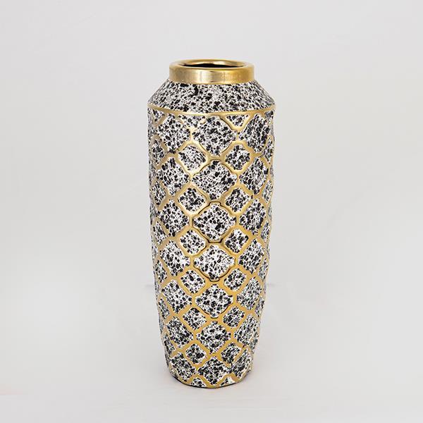 ΒΑΖΟ ΚΕΡΑΜΙΚΟ ΧΡΥΣΟ - ΛΕΥΚΟ - ΜΑΥΡΟ 12.5x12.5x31cm (Συσκευασία 2 τεμαχίων)