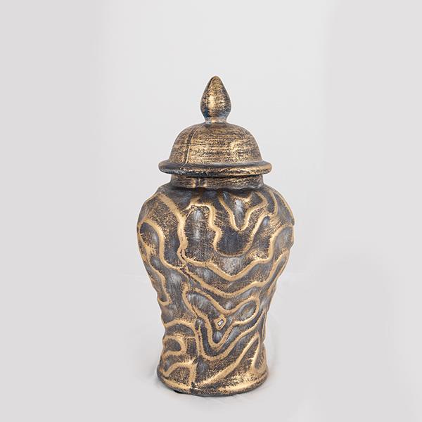 ΒΑΖΟ ΜΕ ΚΑΠΑΚΙ ΚΕΡΑΜΙΚΟ ΧΡΥΣΟ - ΓΚΡΙ 15x15x29cm (Συσκευασία 2 τεμαχίων)