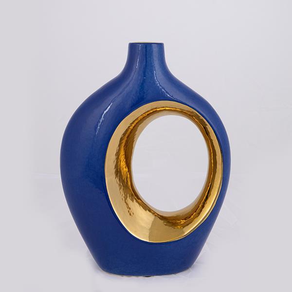 ΒΑΖΟ ΚΕΡΑΜΙΚΟ ΜΠΛΕ - ΧΡΥΣΟ 22.2x8.5x30cm (Συσκευασία 2 τεμαχίων)