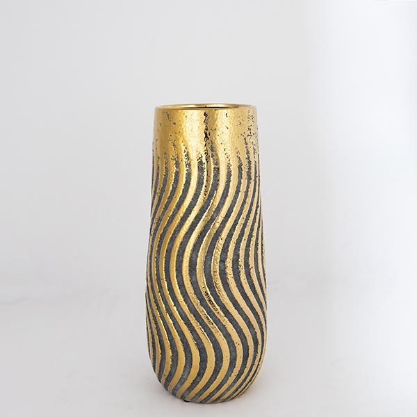 ΒΑΖΟ ΚΕΡΑΜΙΚΟ ΚΑΦΕ - ΧΡΥΣΟ 14.5x4.5x35cm (Συσκευασία 2 τεμαχίων)