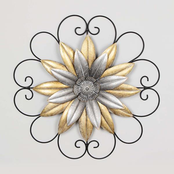 ΔΙΑΚΟΣΜΗΤΙΚΟ ΤΟΙΧΟΥ ΛΟΥΛΟΥΔΙ ΜΕΤΑΛΛΙΚΟ ΧΡΥΣΟ - ΑΣΗΜΙ - ΜΑΥΡΟ 59x4.5x59cm