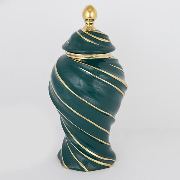 ΒΑΖΟ ΜΕ ΚΑΠΑΚΙ ΚΕΡΑΜΙΚΟ ΠΡΑΣΙΝΟ - ΧΡΥΣΟ 20x41cm