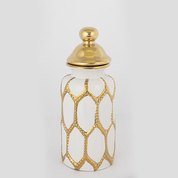 ΒΑΖΟ ΜΕ ΚΑΠΑΚΙ ΚΕΡΑΜΙΚΟ ΛΕΥΚΟ - ΧΡΥΣΟ 12.5x31cm (Συσκευασία 2 τεμαχίων)