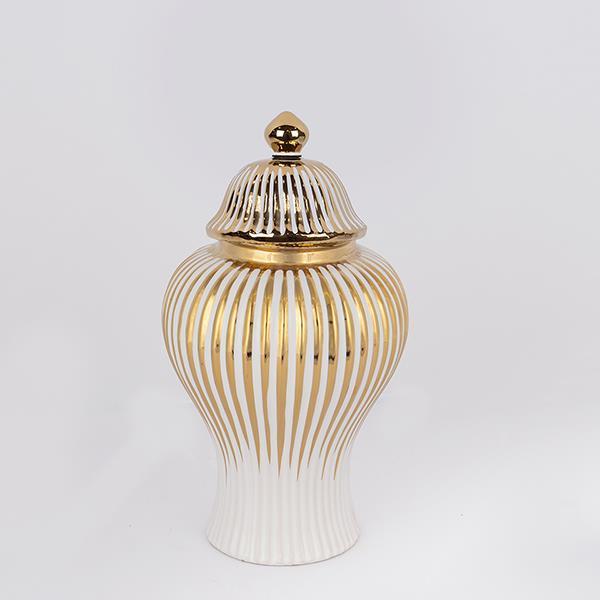 ΒΑΖΟ ΜΕ ΚΑΠΑΚΙ ΚΕΡΑΜΙΚΟ ΛΕΥΚΟ - ΧΡΥΣΟ 19.5x41cm