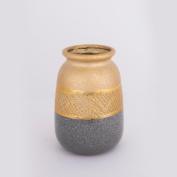 ΒΑΖΟ ΚΕΡΑΜΙΚΟ ΧΡΥΣΟ - ΓΚΡΙ 13.5x13.5x19cm (Συσκευασία 2 τεμαχίων)