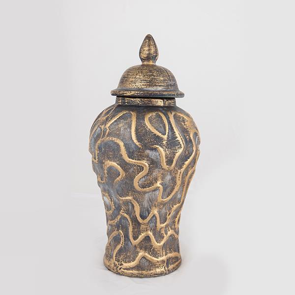 ΒΑΖΟ ΜΕ ΚΑΠΑΚΙ ΚΕΡΑΜΙΚΟ ΧΡΥΣΟ - ΓΚΡΙ 16x16x33.5cm (Συσκευασία 2 τεμαχίων)