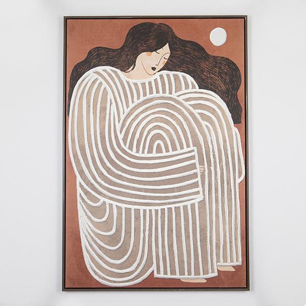 ΠΙΝAΚΑΣ ΚΑΜΒΑΣ ΜΕ ΠΛΑΙΣΙΟ ΓΥΝΑΙΚΑ ΜΠΕΖ - ΚΑΦΕ - ΕΚΡΟΥ 82.6x122.6cm