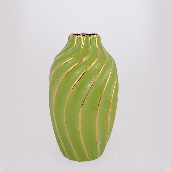 ΒΑΖΟ ΚΕΡΑΜΙΚΟ ΠΡΑΣΙΝΟ - ΧΡΥΣΟ14x14x24.5cm (Συσκευασία 2 τεμαχίων)