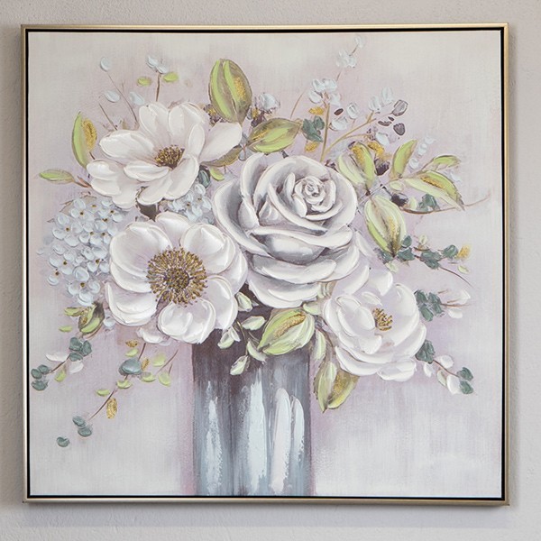 ΠΙΝΑΚΑΣ ΚΑΜΒΑΣ ΛΟΥΛΟΥΔΙΑ ΣΕ ΒΑΖΟ ΛΕΥΚΟΣ - ΜΠΛΕ 80x3.5x80cm