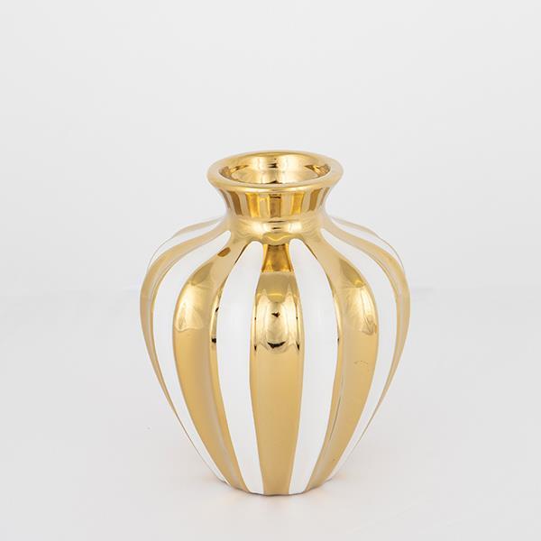 ΒΑΖΟ ΚΕΡΑΜΙΚΟ ΛΕΥΚΟ - ΧΡΥΣΟ 16.5x26cm (Συσκευασία 2 τεμαχίων)