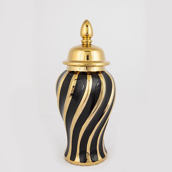 ΒΑΖΟ ΜΕ ΚΑΠΑΚΙ ΚΕΡΑΜΙΚΟ ΧΡΥΣΟ - ΜΑΥΡΟ 16x16x36.5cm (Συσκευασία 2 τεμαχίων)