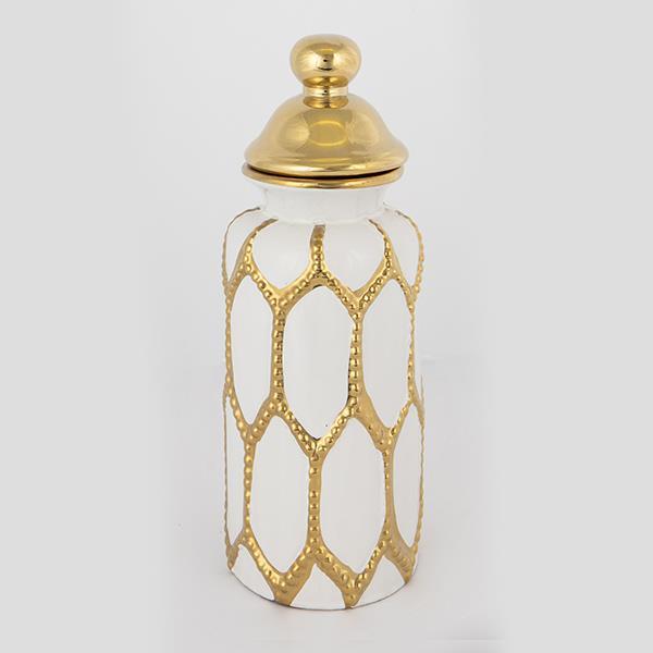 ΒΑΖΟ ΜΕ ΚΑΠΑΚΙ ΚΕΡΑΜΙΚΟ ΛΕΥΚΟ - ΧΡΥΣΟ 12.5x36cm (Συσκευασία 2 τεμαχίων)