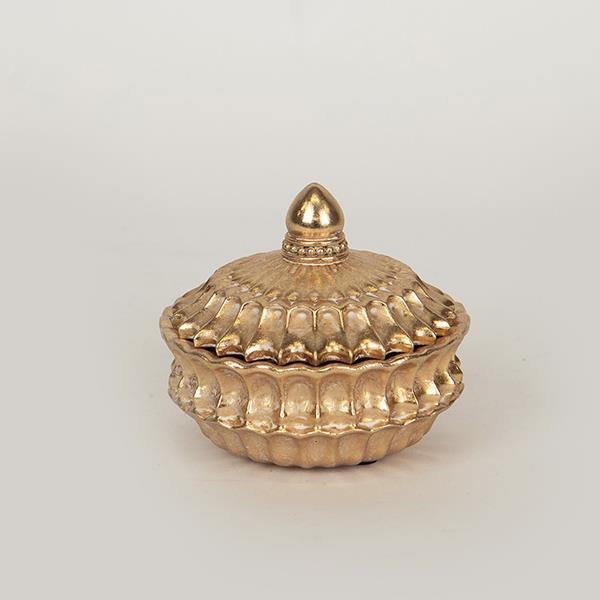 ΔΙΑΚΟΣΜΗΤΙΚΟ ΚΟΥΤΙ ΜΕ ΚΑΠΑΚΙ ΠΟΛΥΡΕΣΙΝ ΝΟΥΦΑΡΟ ΧΡΥΣΟ 9.7x9.7x8cm (Συσκευασία 5 τεμαχίων)