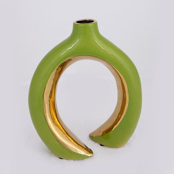 ΒΑΖΟ ΚΕΡΑΜΙΚΟ ΠΡΑΣΙΝΟ - ΧΡΥΣΟ 21x10.5x25cm (Συσκευασία 2 τεμαχίων)