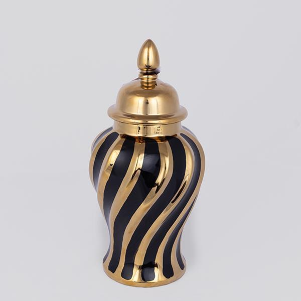 ΒΑΖΟ ΜΕ ΚΑΠΑΚΙ ΚΕΡΑΜΙΚΟ ΧΡΥΣΟ - ΜΑΥΡΟ 14.8x14.8x30cm (Συσκευασία 2 τεμαχίων)