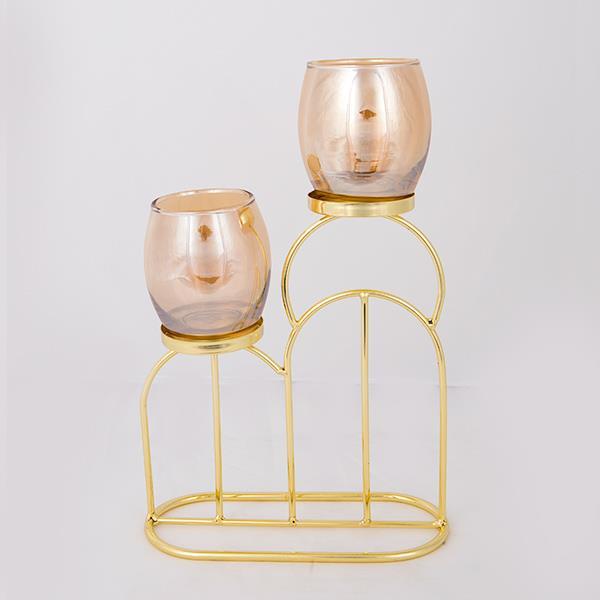 ΚΗΡΟΠΗΓΙΟ ΡΕΣΩ ΜΕ ΜΕΛΙ ΓΥΑΛΙ  ΜΕΤΑΛΛΙΚΟ ΧΡΥΣΟ 2 ΘΕΣΕΙΣ 20x9x30.5cm (Συσκευασία 2 τεμαχίων)