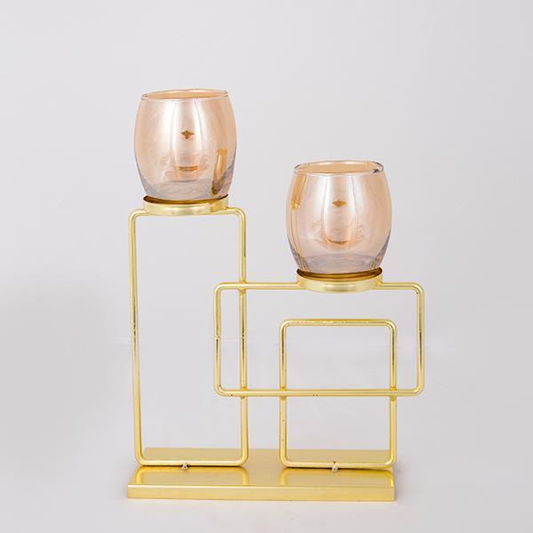 ΚΗΡΟΠΗΓΙΟ ΡΕΣΩ ΜΕ ΜΕΛΙ ΓΥΑΛΙ ΜΕΤΑΛΛΙΚO ΧΡΥΣΟ 2 ΘΕΣΕΙΣ 22.5x7.5x31.5cm (Συσκευασία 2 τεμαχίων)