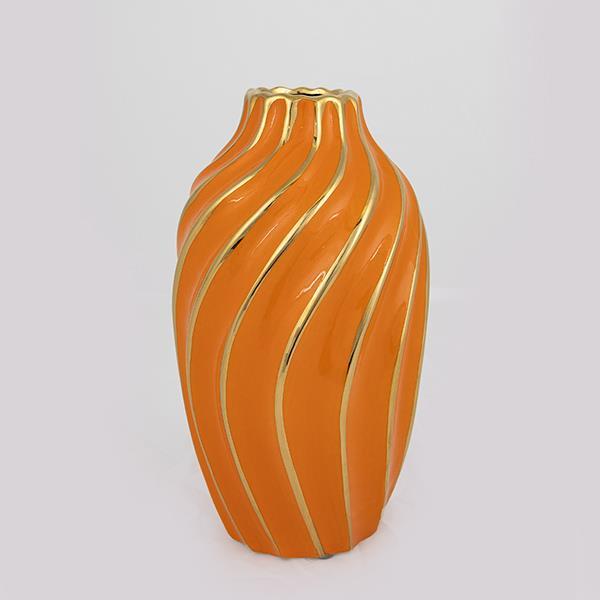 ΒΑΖΟ ΚΕΡΑΜΙΚΟ ΠΟΡΤΟΚΑΛΙ - ΧΡΥΣΟ 14x14x24.5cm (Συσκευασία 2 τεμαχίων)
