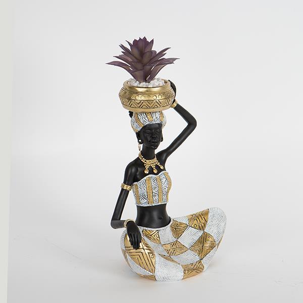 ΔΙΑΚΟΣΜΗΤΙΚΟ ΓΛΥΠΤΟ ΓΥΝΑΙΚΑ ΚΑΘΙΣΤΗ ΜΕ ΦΥΤΟ 17.5x13x24cm (Συσκευασία 2 τεμαχίων)