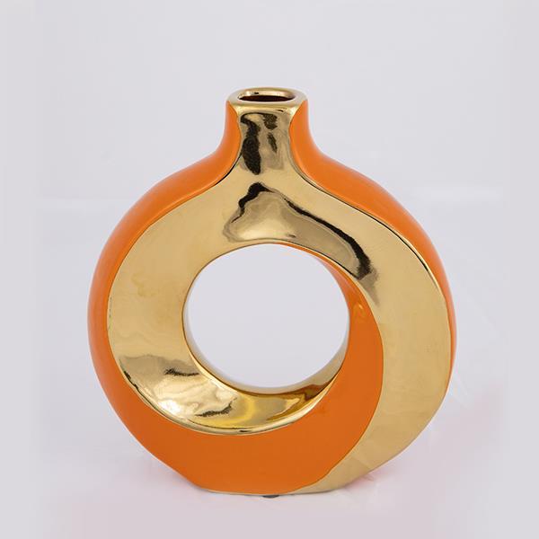 ΒΑΖΟ ΚΕΡΑΜΙΚΟ ΠΟΡΤΟΚΑΛΙ - ΧΡΥΣΟ 17.5x4.5x19cm (Συσκευασία 2 τεμαχίων)