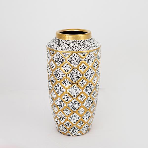 ΒΑΖΟ ΚΕΡΑΜΙΚΟ ΧΡΥΣΟ - ΛΕΥΚΟ - ΜΑΥΡΟ 13x13x25cm (Συσκευασία 2 τεμαχίων)