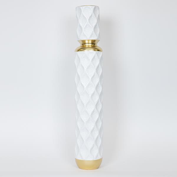 ΒΑΖΟ ΜΕΤΑΛΛΙΚΟ ΛΕΥΚΟ -  ΧΡΥΣΟ 14.5x14.5x79.5cm (Συσκευασία 2 τεμαχίων)