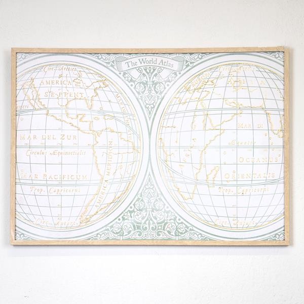 ΠΙΝΑΚΑΣ ΜΕ ΠΛΑΙΣΙΟ ΔΙΠΛΗ ΥΦΗΛΙΟΣ KΡΕΜ - ΜΠΕΖ - ΠΡΑΣΙΝΟΣ 70x3x50cm