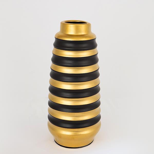 ΒΑΖΟ ΚΕΡΑΜΙΚΟ ΜΑΥΡΟ - ΧΡΥΣΟ 13.5x13.5x30.5cm (Συσκευασία 2 τεμαχίων)