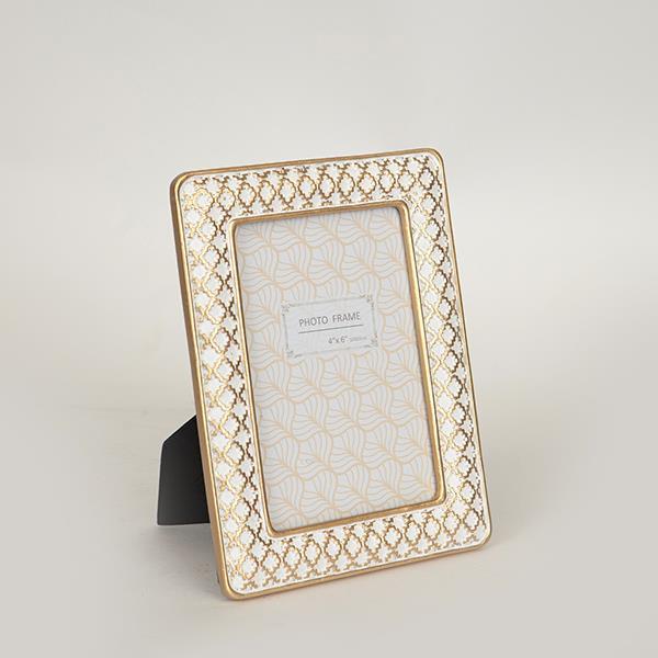 ΚΟΡΝΙΖΑ (10x15) ΠΟΛΥΡΕΣΙΝ ΛΕΥΚΗ - ΧΡΥΣΗ 14.5x19.5x1.5cm (Συσκευασία 4 τεμαχίων)