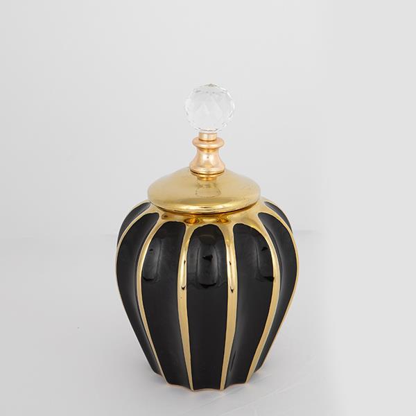 ΒΑΖΟ ΜΕ ΚΑΠΑΚΙ ΚΕΡΑΜΙΚΟ ΜΑΥΡΟ - ΧΡΥΣΟ 15x24.5cm (Συσκευασία 2 τεμαχίων)