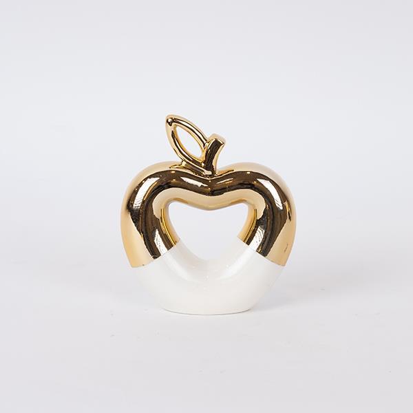 ΔΙΑΚΟΣΜΗΤΙΚΟ ΜΗΛΟ ΚΕΡΑΜΙΚΟ ΧΡΥΣΟ-ΛΕΥΚΟ 12x4x13.8cm (Συσκευασία 3 τεμαχίων)